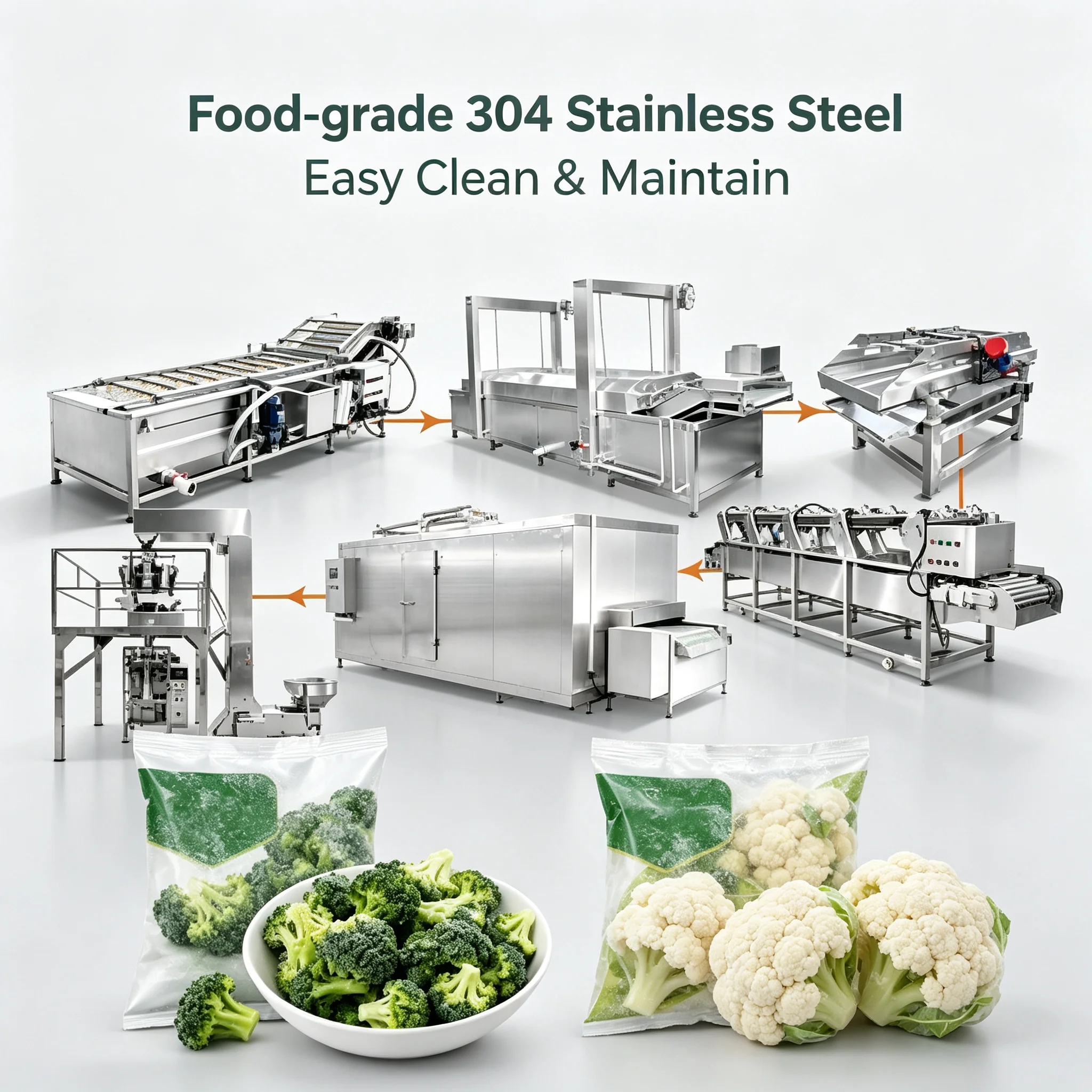 Multi‑Purpose Freezing Machinery For IQF Frozen Vegetable Production Line Process Fruit Seafood Meat Frozen Food Raw Materials