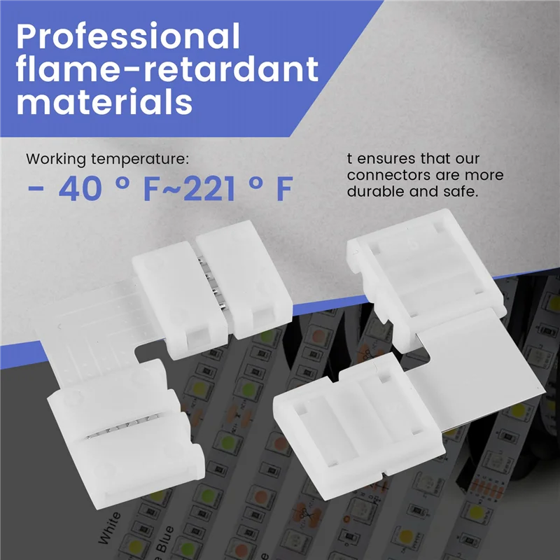 

ABSS-LED Light Strip Connectors 4 Pin RGB LED Lights Connectors,Gapless Connectors,L Shape Connectors For SMD 5050 LED Strip