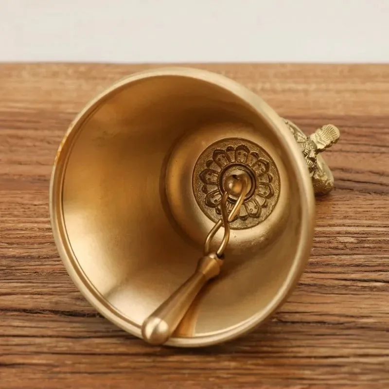 Nepalese Brass Bell Tantric Instrument Five-Strand Pestle Eight Auspicious Carved Tibetan Buddhist Home Decors