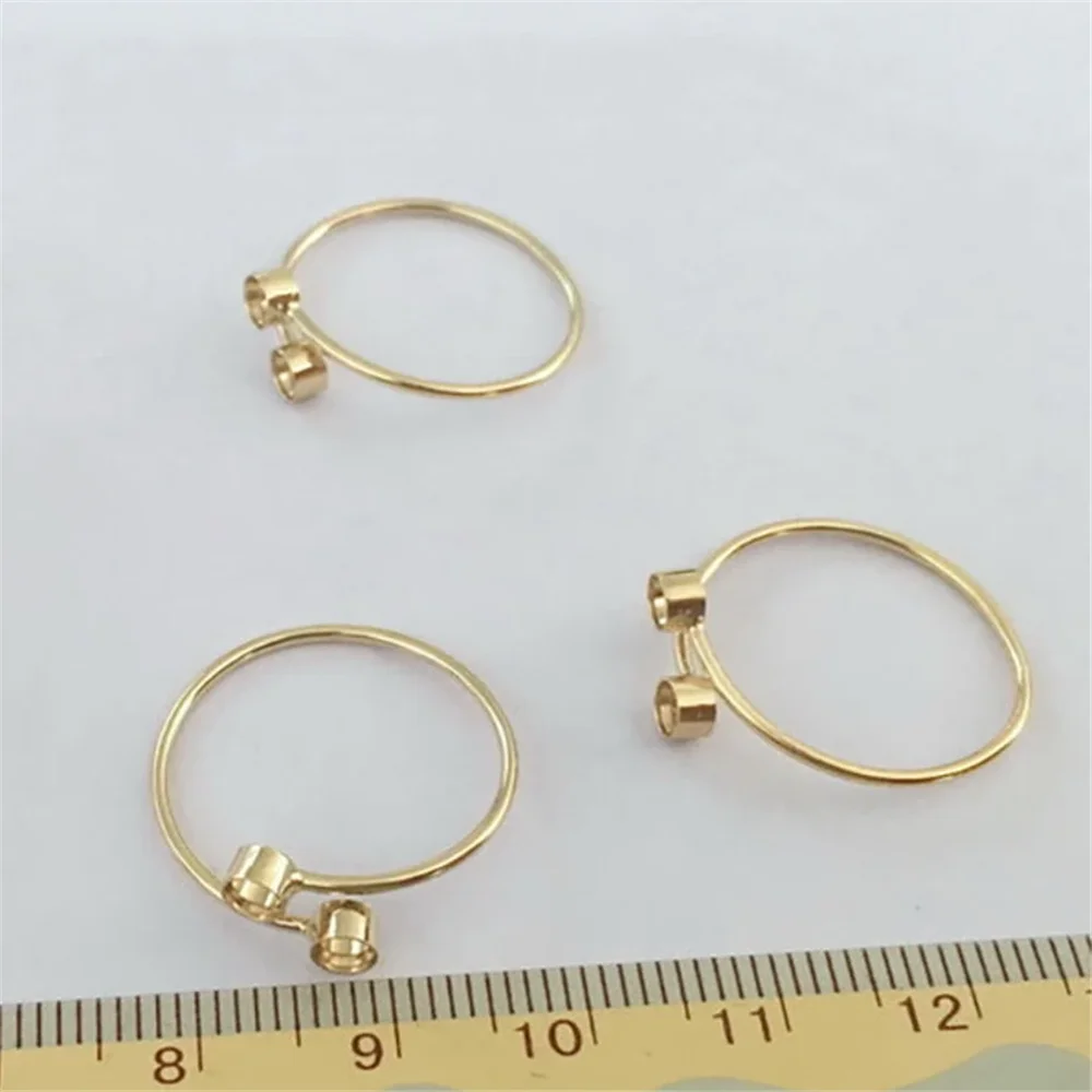 14K Gold Filled Adjustable 2 Bezels Stacking Ring Setting Fit 3mm Stone US Size 6 8