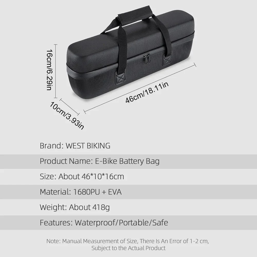 E-Bike Waterproof Battery Storage Bag PU+EVA Large Capacity Mountain Bike Battery Storage Bag For Electric Bicycle Battery