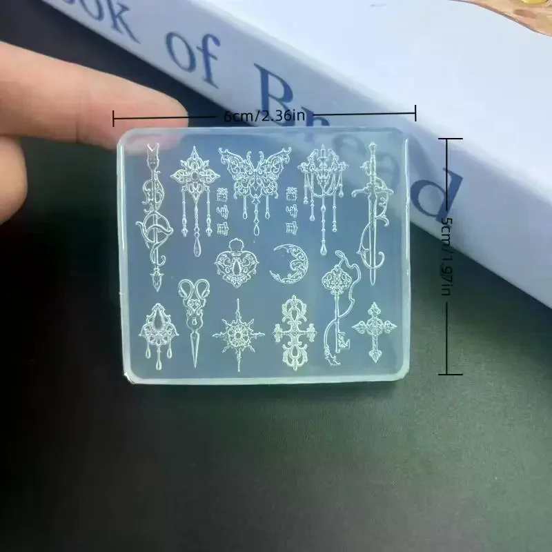 قالب سيليكون بارز ثلاثي الأبعاد على الطراز الأوروبي، قالب نحت أظافر من السيليكون مع زهور وربطة عنق شفافة - 5