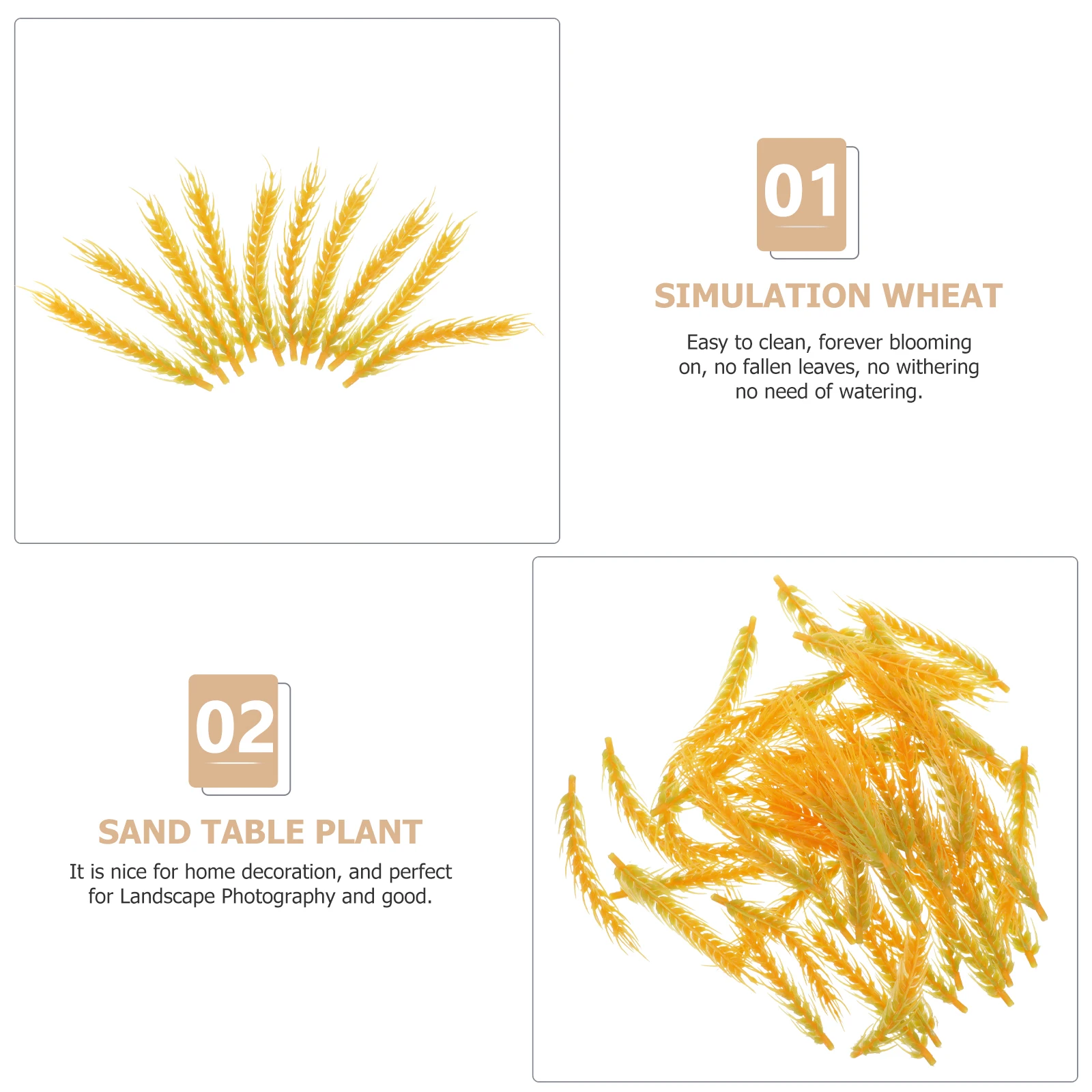 

50Pcs Artificial Wheat Ear Decoration Simulation Craft Bouquet for Home Office Landscape Photography Artificial Craft