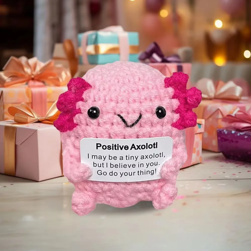 الغزل الإيجابي الكروشيه Axolotl اليدوية العاطفية دعم الحيوان Axolotl الهدايا لطيف دمية صغيرة رفع الحياكة لعبة #3