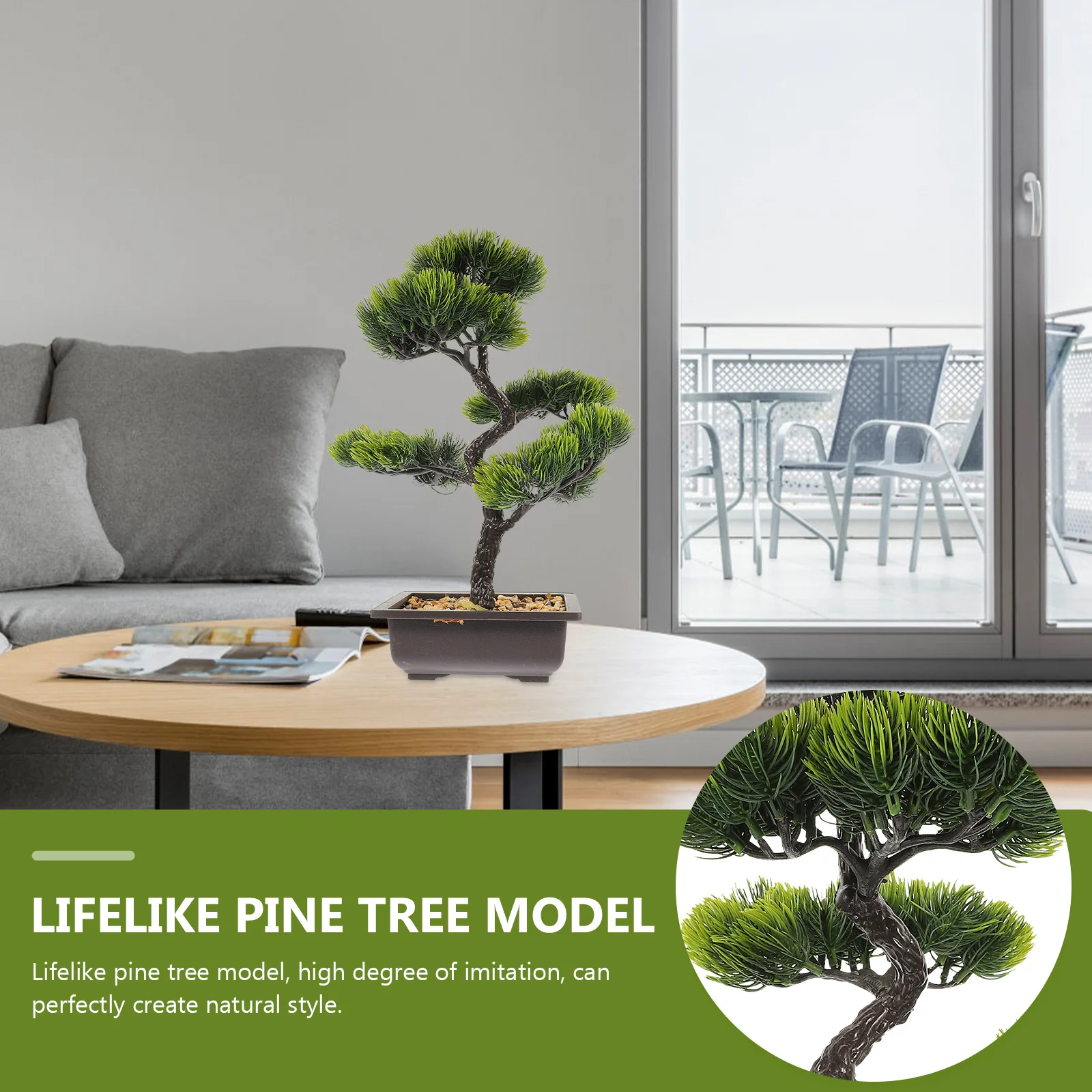 

Artificial Bonsai Pine Tree Realistic Faux Plastic Potted Plant Home Office Desktop Decorative Greenery Bonsai Tree Fake