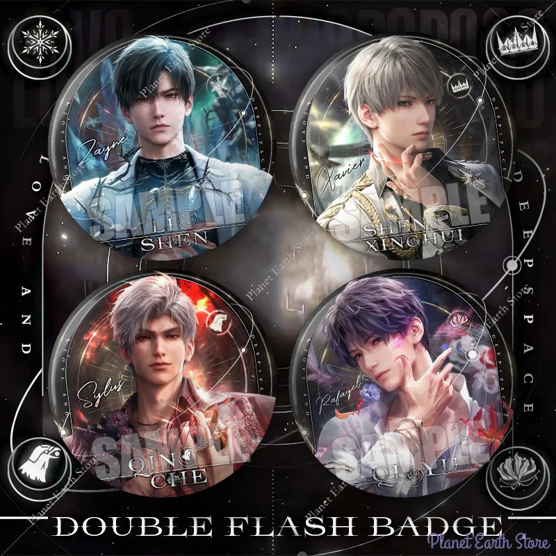 2025 75MM Love and Deepspace Sylus Rafayel Zayne Xavier Caleb Anime Flash Breeder Badge Emblem Brooch Cospaly Cartoon Gifts New image 3