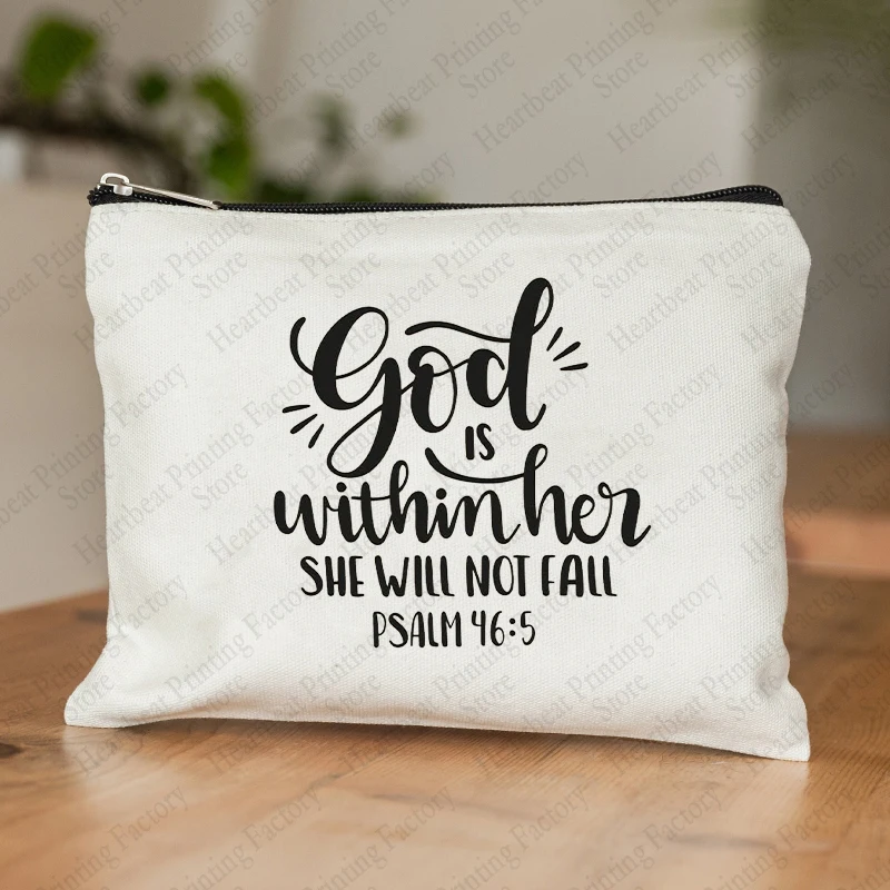 Be The Light Pattern Religious Gifts Church Canvas Make Up Bag God Illustration Cosmetics Pouch Christian Gifts for Women Wallet