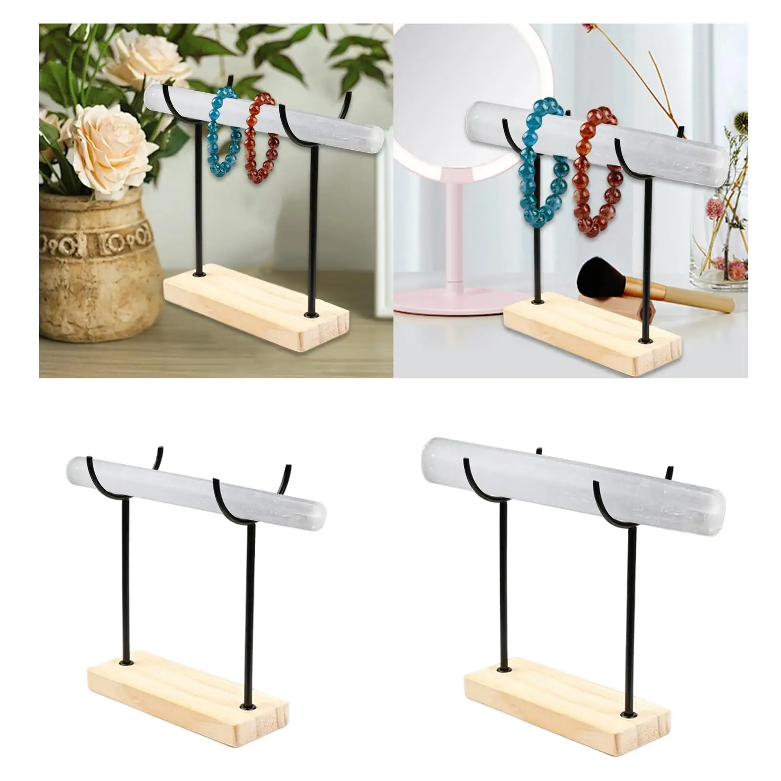 

Selenite Bracelet Holder Jewelry Organizer with Wooden Base Gift Jewelry Display Storage Organizer for Anklets Retail Store