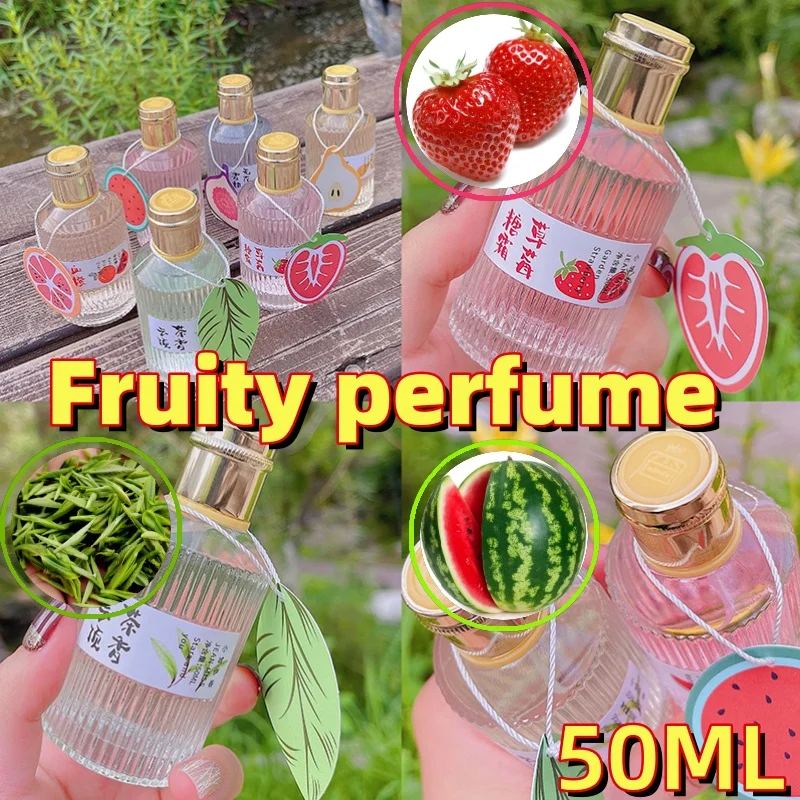 

Fruity Perfume 50ml Watermelon Strawberry Orange Pear Fig Tea Flavor Long-lasting Fragrance Covering Odor Body Perfume