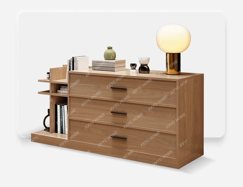 A  chest desk integrated walnut floor storage chest retractable table