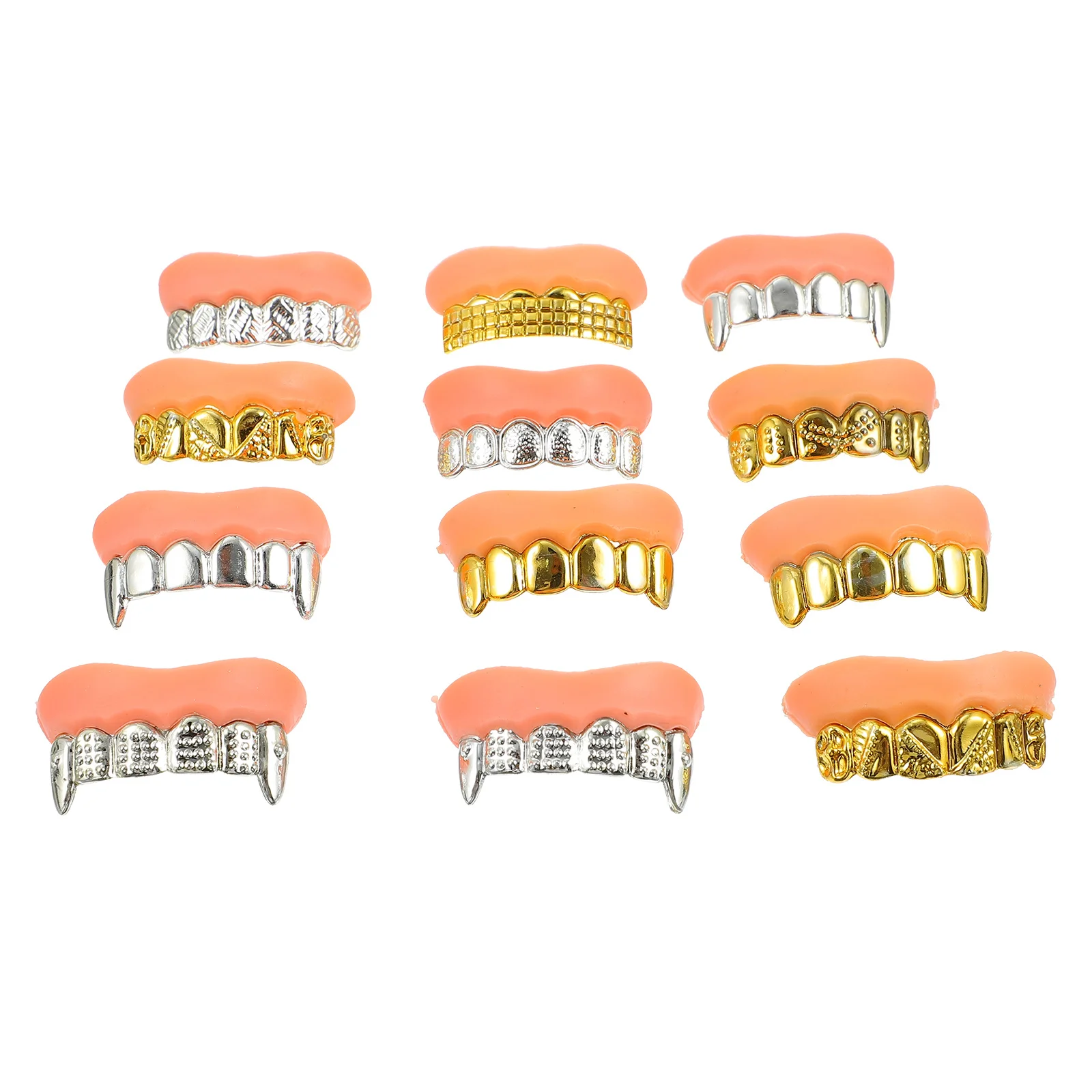 Faux accessoires de Costume d'halloween, 12 pièces, farces à dents, Gag de fête, Cosplay, prothèses de Zombie, drôle, soulagement du Stress, cadeau, blague