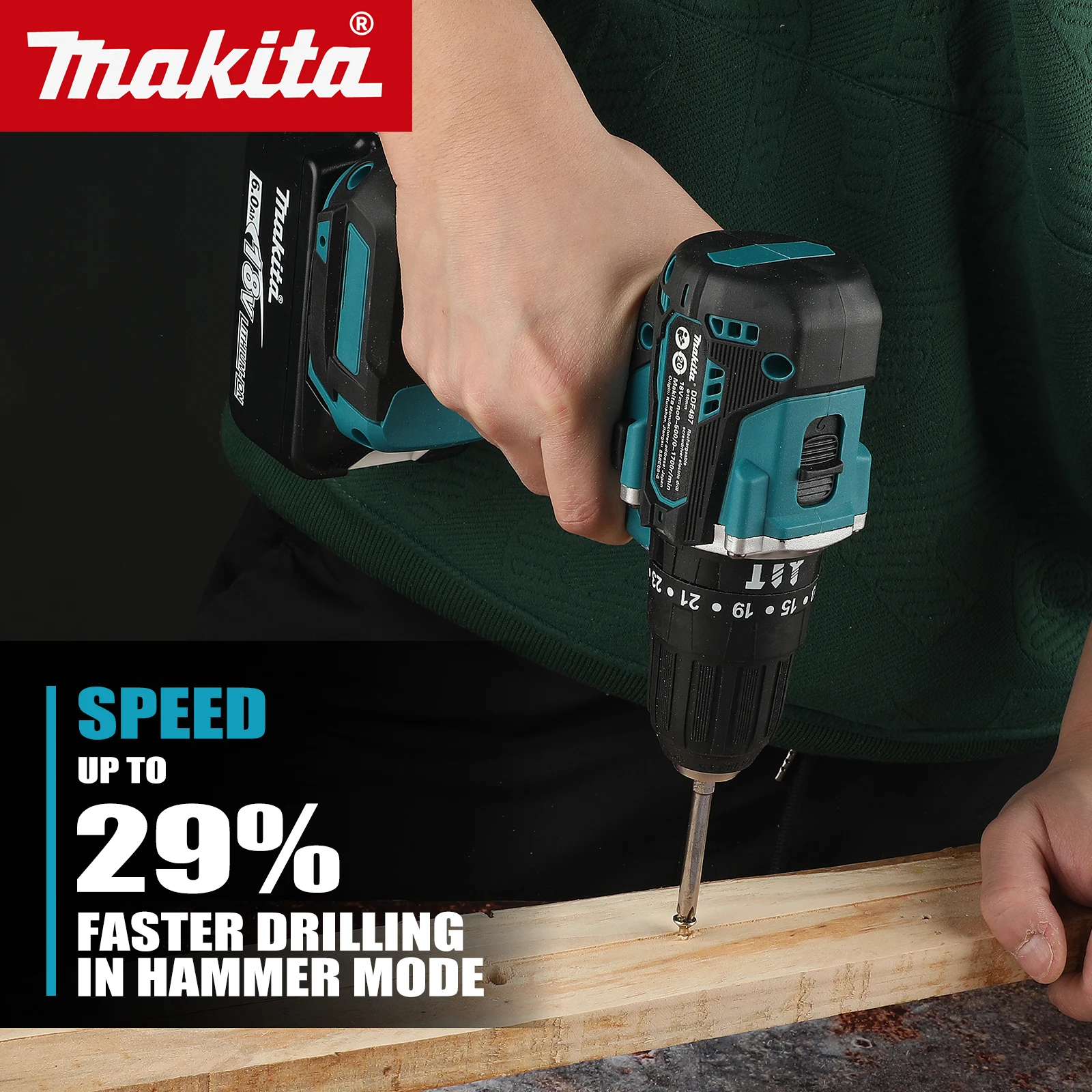 

Makita 1700RPM Brushless Screwdriver Electric Drill Impact Drill Of Decoration Team Power Tools For Makita 18V Battery DDF487