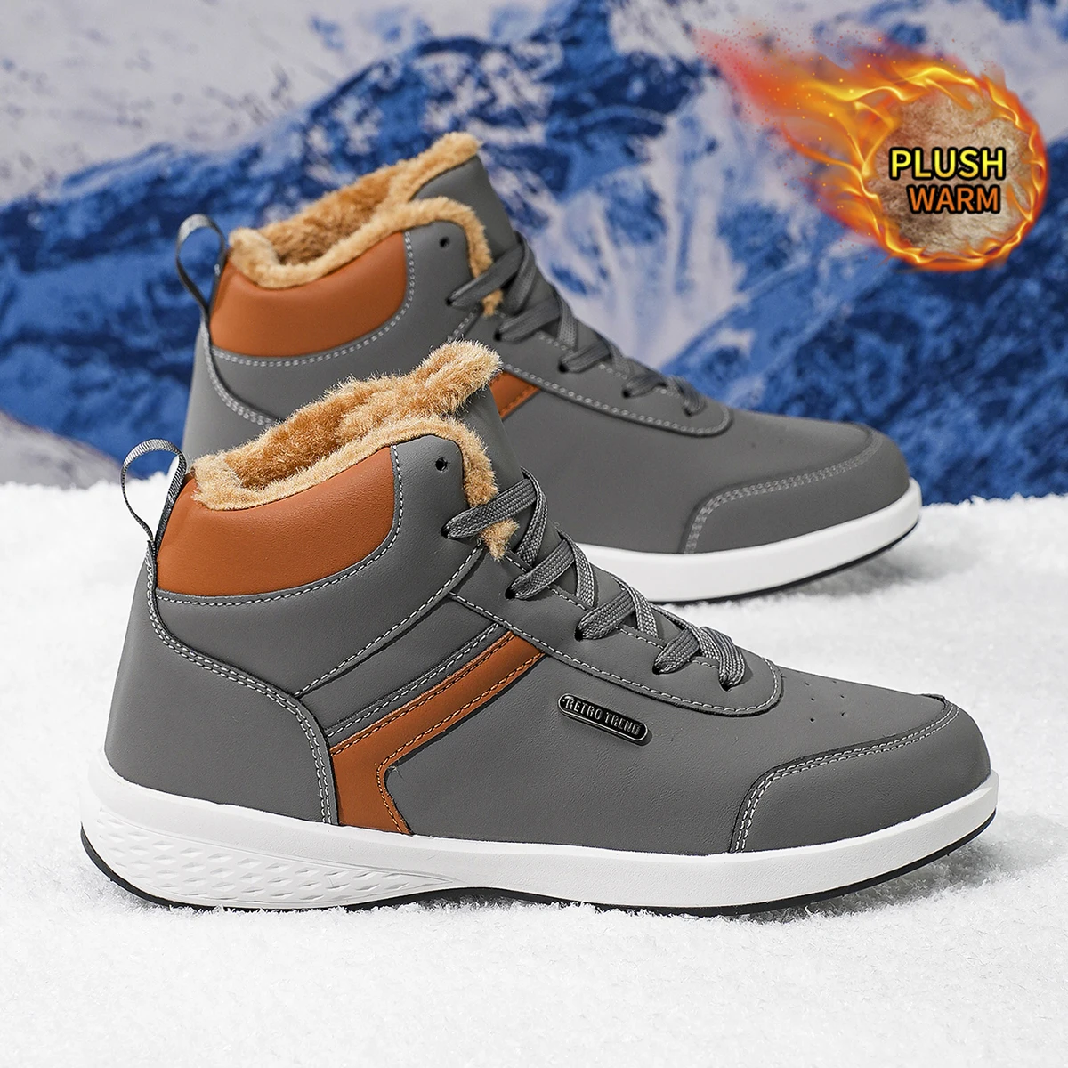 Herren-Sportschuhe in großen Größen mit Plüsch-Innenfutter, Outdoor-Wanderschuhe, bequeme, lässige, modische Trainingsschuhe für Paare – Detail 6