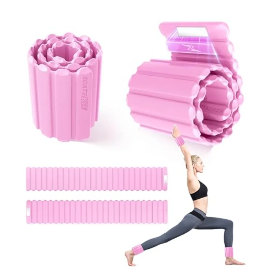 

Регулируемые силиконовые утяжелители для запястий и лодыжек, 2 шт. по 1 фунту (450 г) каждый, для пилатеса, фитнеса, йоги, кардио, силовых тренировок, магнитные, розовые