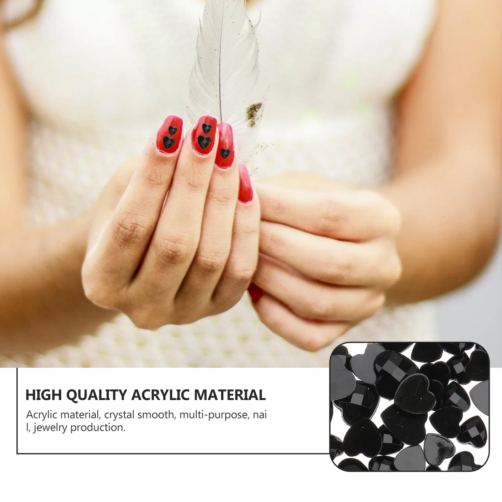 

Heart Shape Acrylic Nail Art Decor DIY Accessories for Manicure nament Glamorous Elegant Nail Charms Decorations