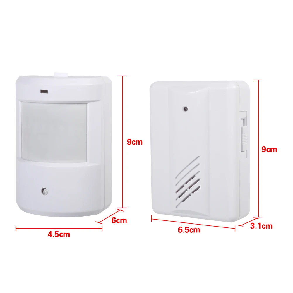 Alerta sistema seguro timbre alarma para casa entrada patrulla garaje Sensor PIR blanco alarma Detector de movimiento Sensor de movimiento inalámbrico