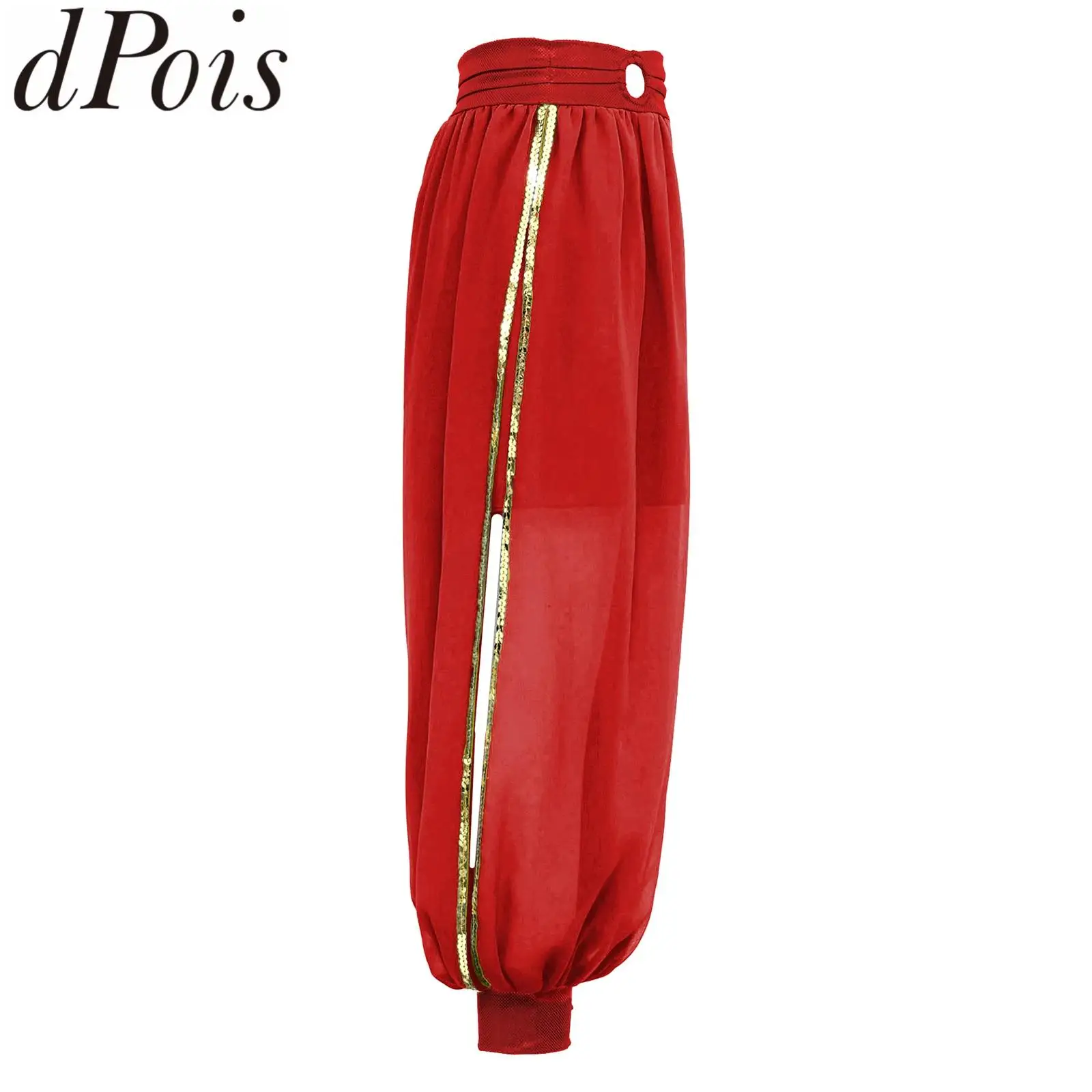 

Детские карнавальные брюки для девочек с рюшами и разрезами по бокам, с O-образным кольцом, для танца живота, для выступлений на Хэллоуин