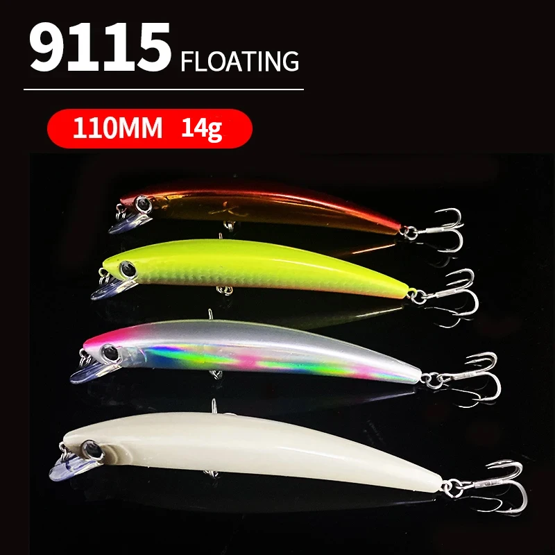 110mm 14g Floating Minnow Fishing Lures Trolling Twitch Wobbler Artificial Hard Bait Seawater Trout Jerkbait Swimbait Equipment