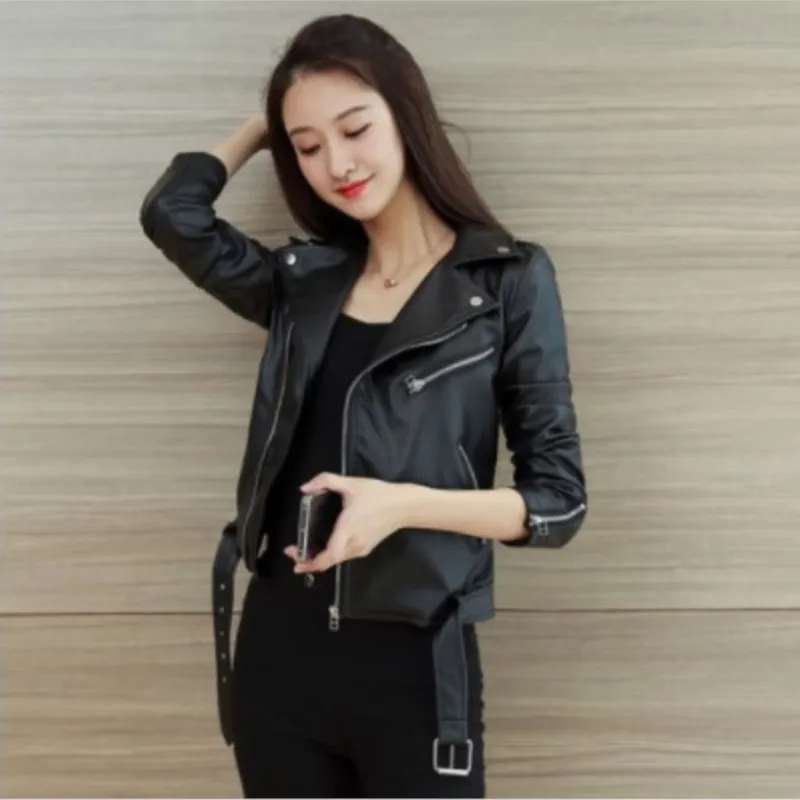 SUSOLA Lady New Trend Women Smooth Motorcycle Faux Leather Jackets Ladies Long Sleeve Autumn Winter Biker Streetwear Black Coat