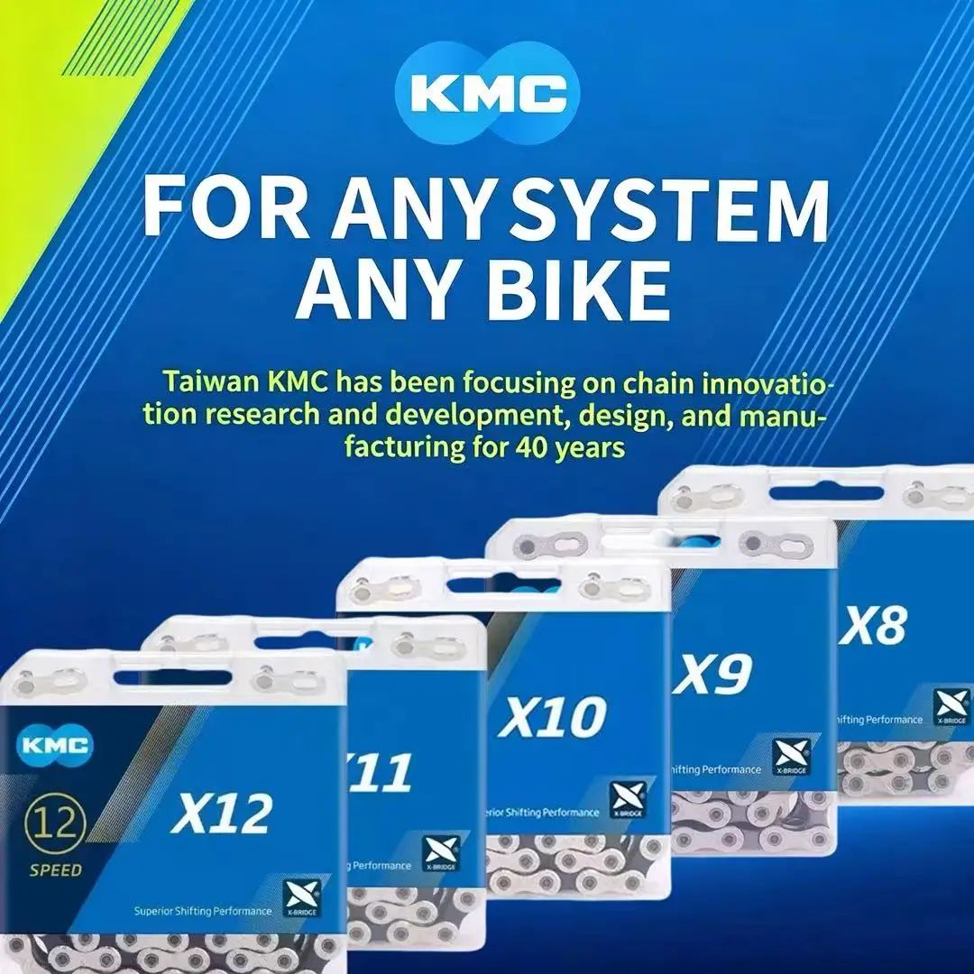 Велосипедная цепь KMC X8 X9 X10 X11 X12 EL SL для шоссейных/горных велосипедов, 8-12 скоростей, 118L 126L, с быстросъемным звеном для SHIMANO SRAM
