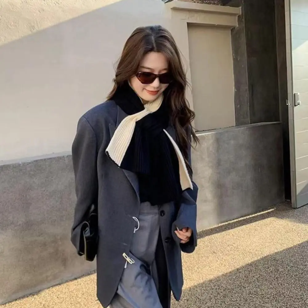 

Warm Wrap Women Cross Scarf Contrast Color Apparel Accessories Korean Style Scarf Cashmere Sweater Tops