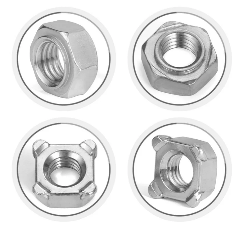 M3 M4 M5 M6 M8 M10~ M16 316/304 Stianless Steel/Carbon Steel Hexagon Hex Stud Spot Solder Point Welding Nut Square Weld Nuts