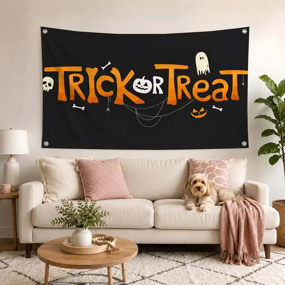 Magic Candy Trick or Treat Banners Flags Flag Outdoor Decor Flaga Decorative Home Objects Barber Shop Decoration Garage