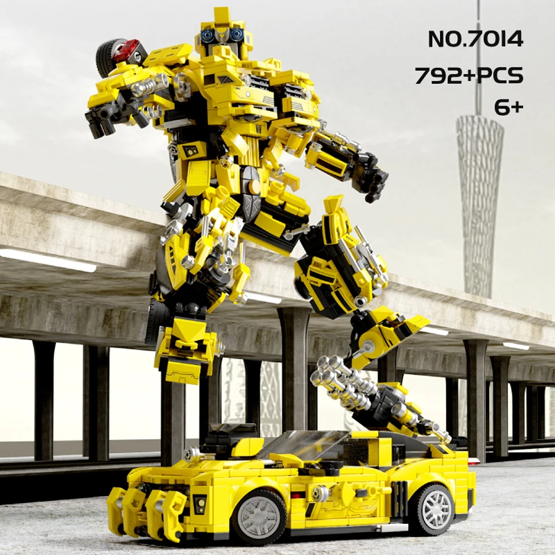 800PCS Transformation Optimus Prime Bumblebee Building Blocks 10302 Truck Sport Car Bricks Toy Gift For Kid Children