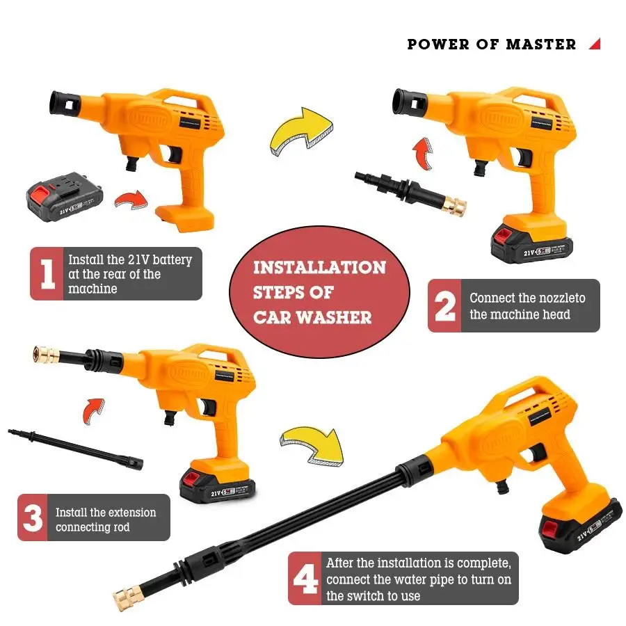 Electric Car Wash Gun Washer High Pressure Power Cleaner Spray For Auto Home Garden Cleaning Portable Car Washing Machine