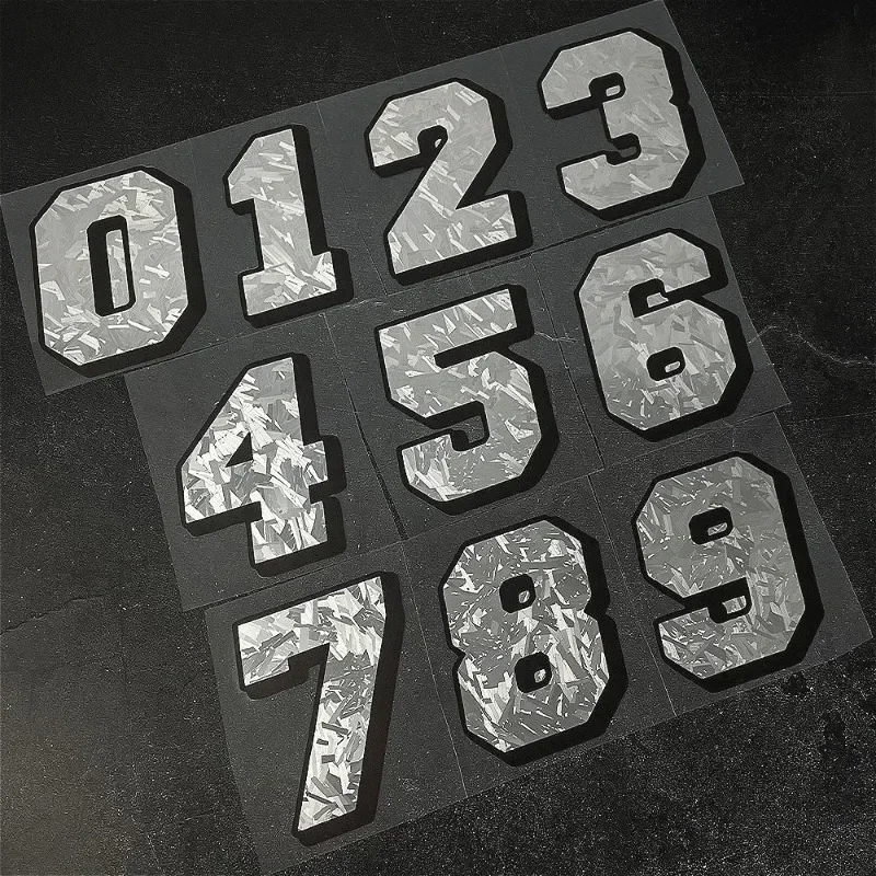 Racing Number Sticker 1PC Metallic Silver Waterproof Vinyl Decal for Motorcycle Fairing Helmet Fender Tank Scooter DIY Decor