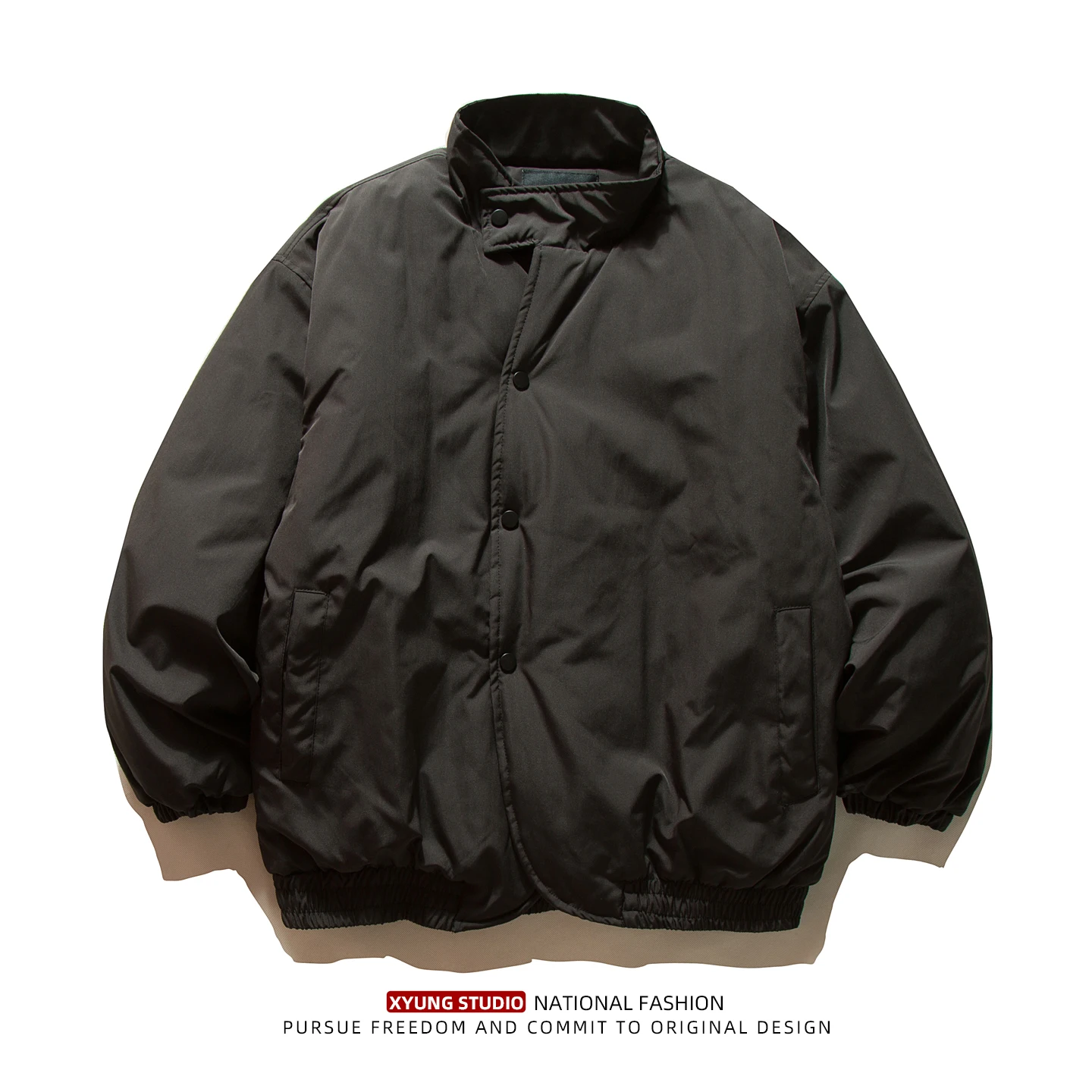 

Retro Japanese Sle Thiened Cotton Jaet Men's Winter Warm Outerwear Casual Loose Fit All-Match Sle Long Sve Coat