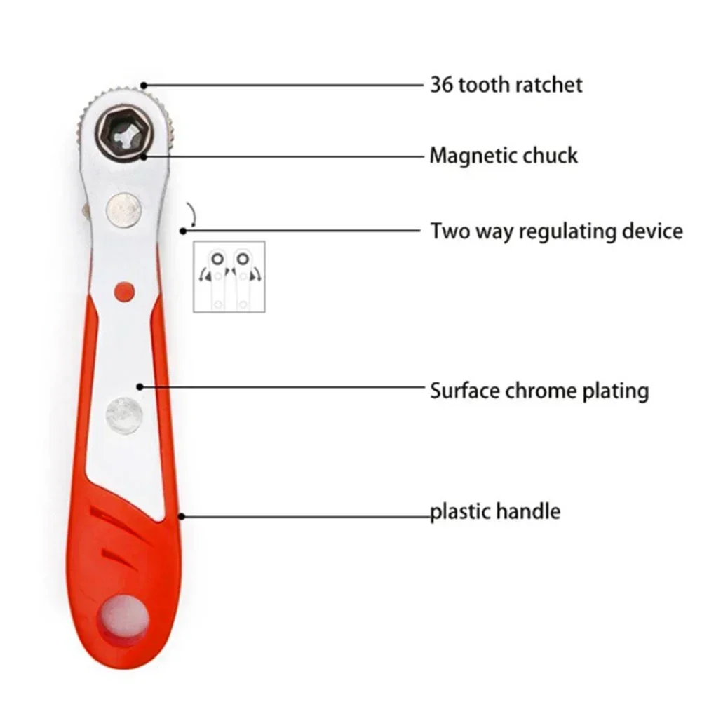 

Automobile Cabinet Ratchet Wrench Screwdriver Small Socket Spanner Torx Two-way 1/4 Inch Adjustment Batch Head