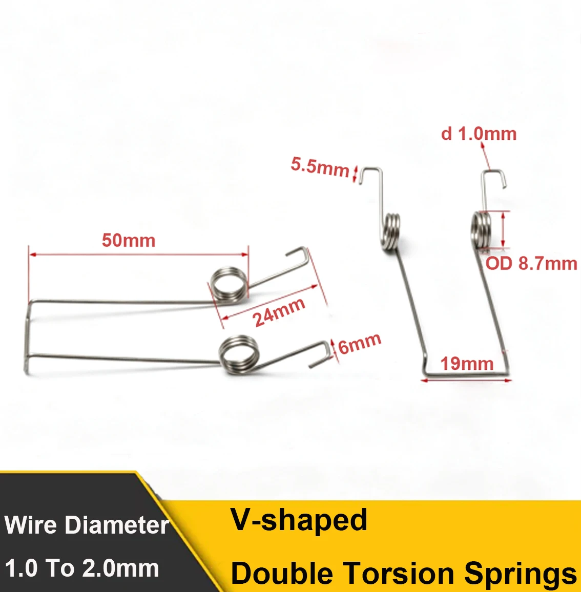 V-shaped Double Torsion Springs Wire Diameter 1.0 To 2.0mm Many Types Hairpin Jewelry Trash Can Mini Stainless Steel Springs