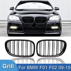 Pulleco A Pair Car Front Kidney Grille Grills Glossy Black For BMW F01 F02 F03 F04 740i 750i 7 Series 2009-2015 Auto Accessories