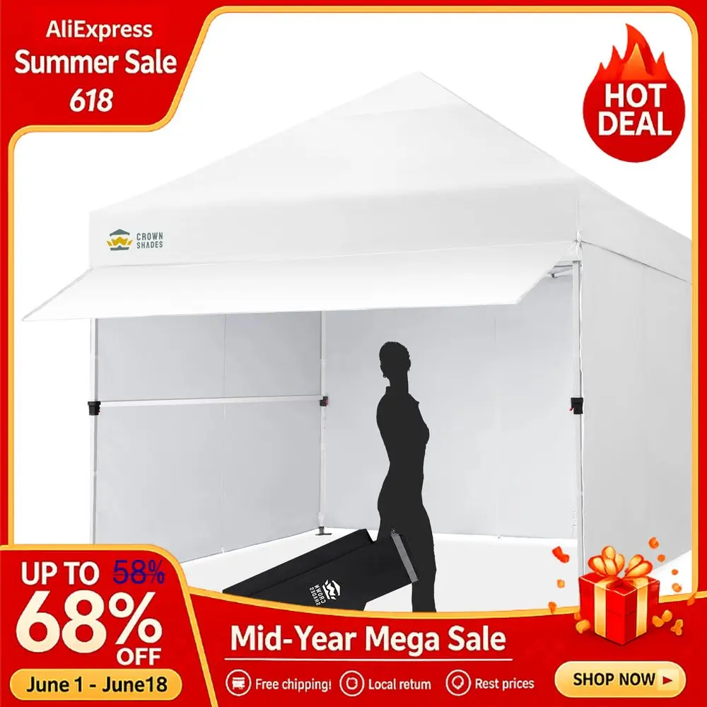 

10x10 Pop Up Canopy Tent 4 Sidewalls, Instant Commercial Tent 1Person Setup Patended Centerlock, Extend Awning, 4 Side, Custom