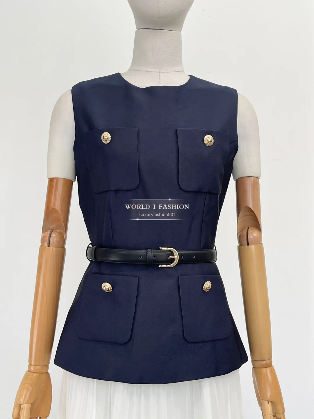 2025 Novo vestido midi preto sem mangas tweed plissado para mulheres