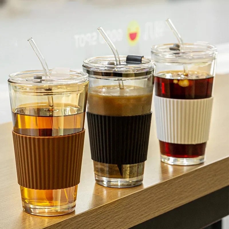 

Coffee Glass Cups StrawGlass Water Tea Drinkware Milk Juice Mugs Wine Cocktail Whisky Dessert Container Universal Home Drinkware