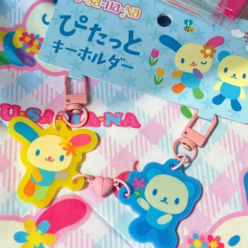 Kawaii Hanausa Sora-Kun Magnetic Attraction Love Keychain Acrylic Material Exquisite Bag Zipper Decoration A Gift for A Friend