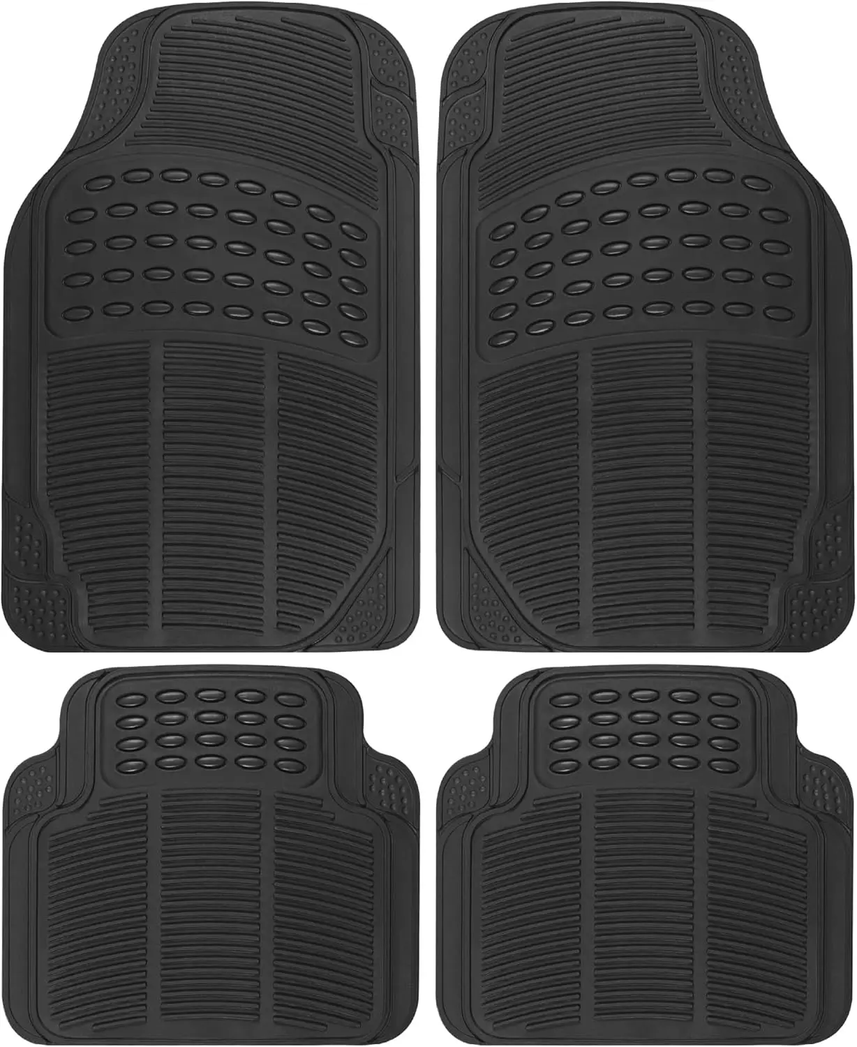 

Universal All-Weather Car Floor Mats, 4-Piece Set with Capture Ridges, Waterproof for Cars Trucks SUV (Black)
