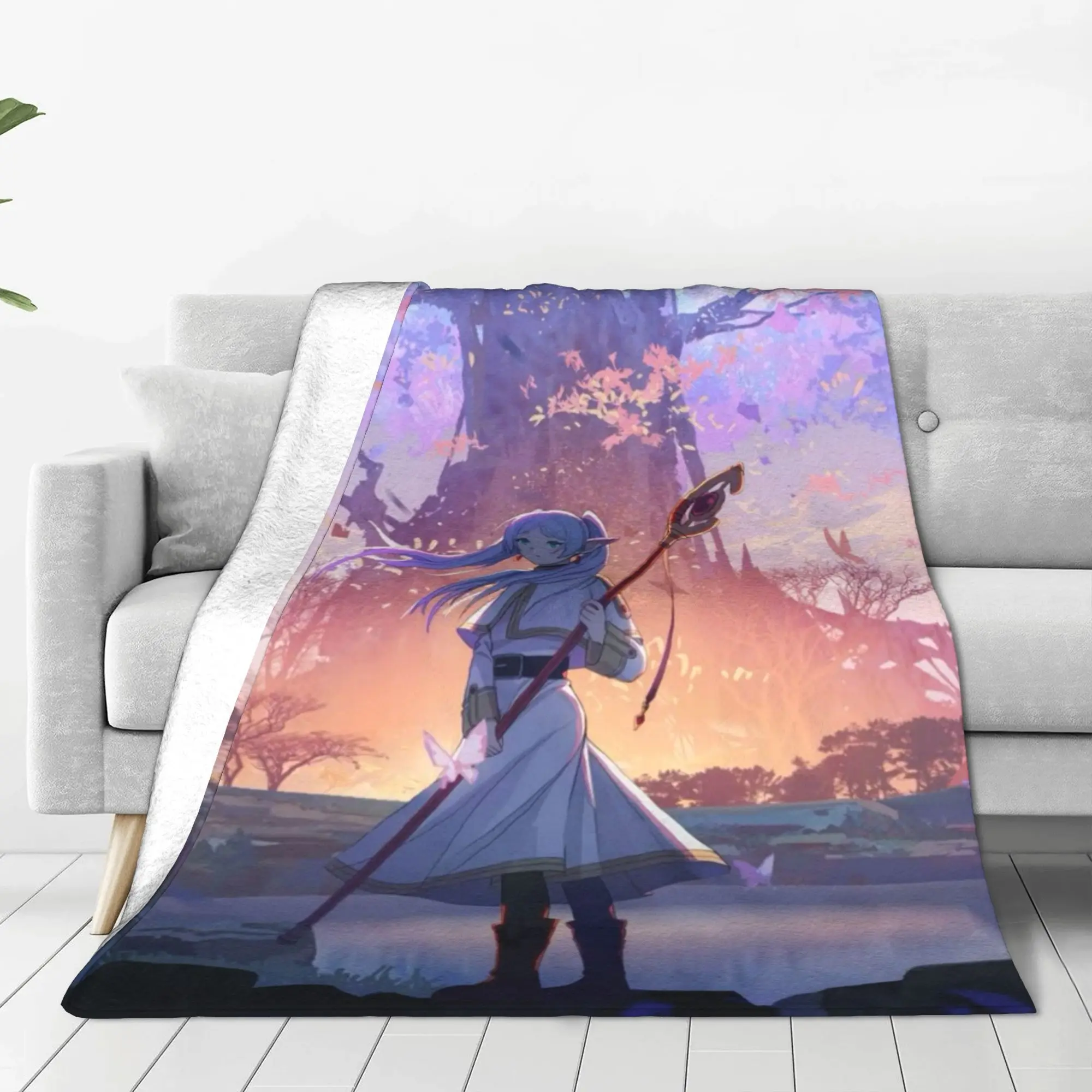 Frieren Beyond Journeys End Blanket Summer Multifunction Lightweight Throw Blankets For Office Travel Plush Thin Quilt