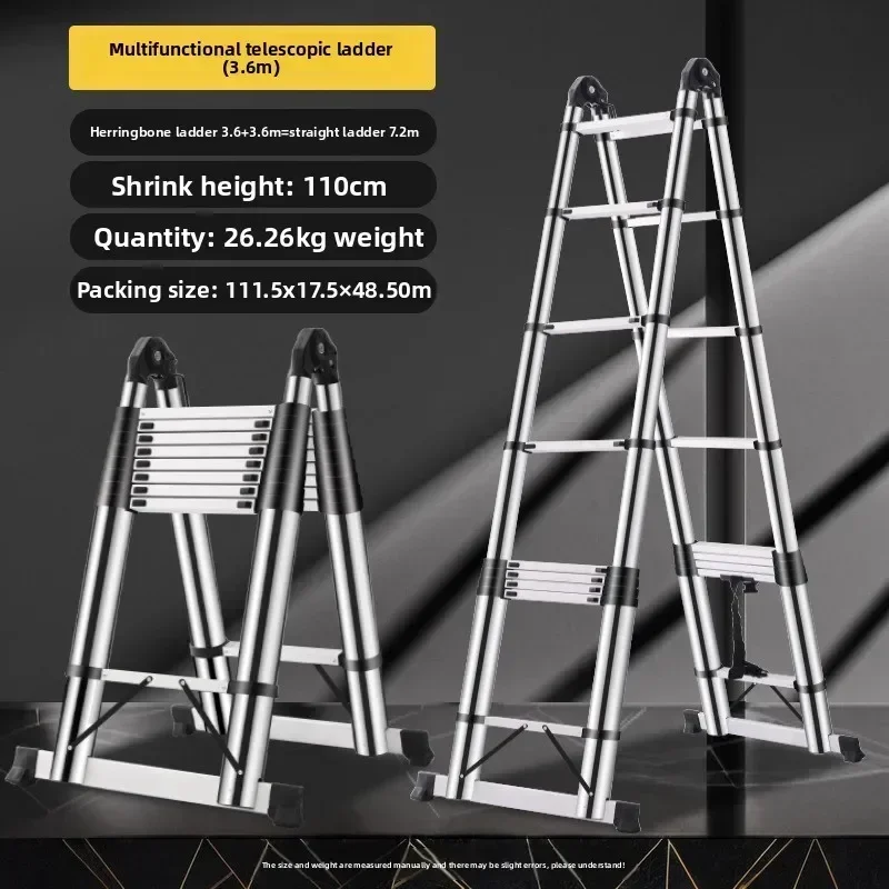 Stainless steel telescopic ladder multi-functional joint dual-purpose herringbone ladder folding household ladder bamboo joint
