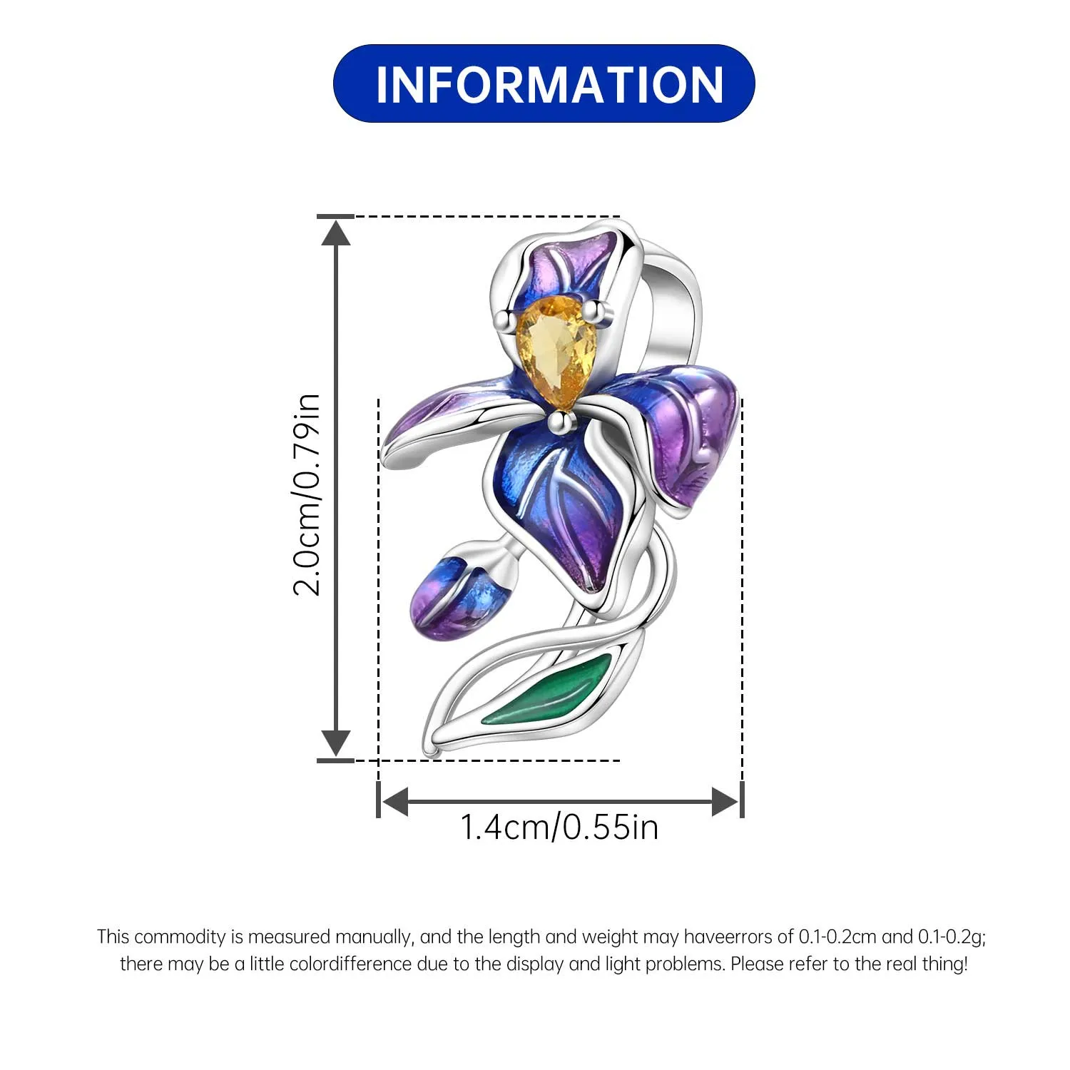PANPOKI 925 فضة الأزرق الأرجواني القزحية زهرة الخرز المعلقات الأصلية سوار حلية مجوهرات حفلة لتقوم بها بنفسك الهدايا العصرية #6