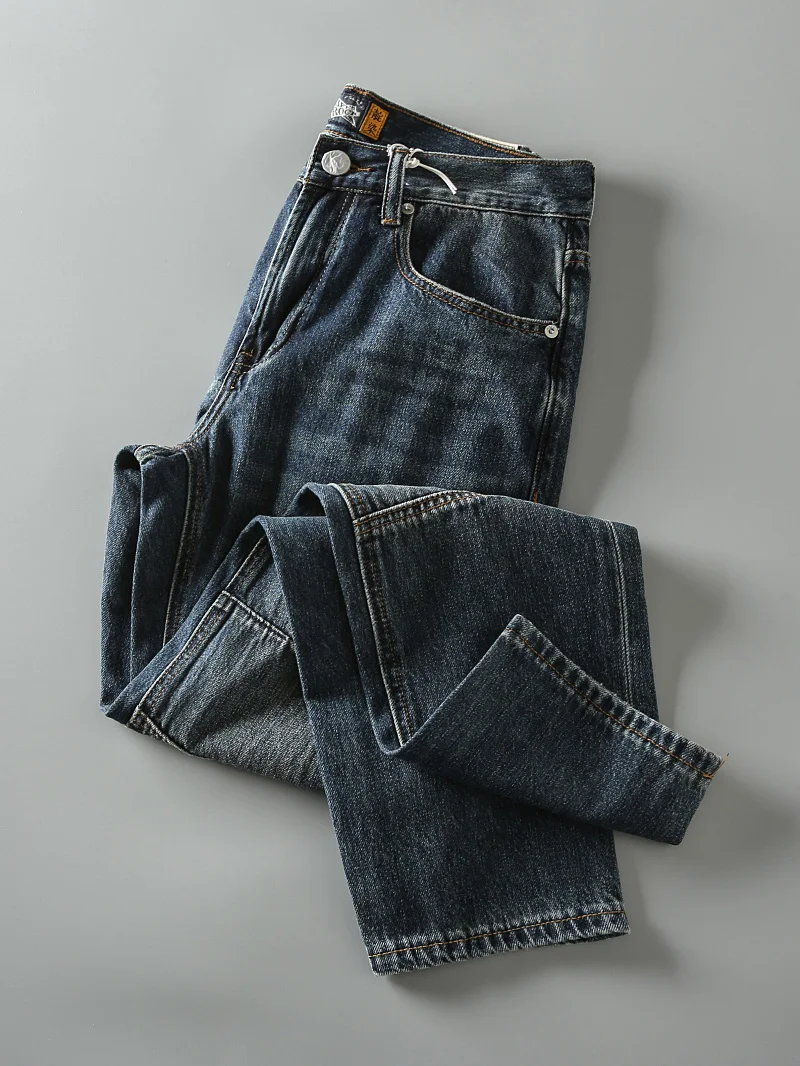 

Новые весенние мужские джинсы прямого кроя в американском ретро-стиле с 3D-пошивом, повседневные, универсальные, модные, прямые брюки