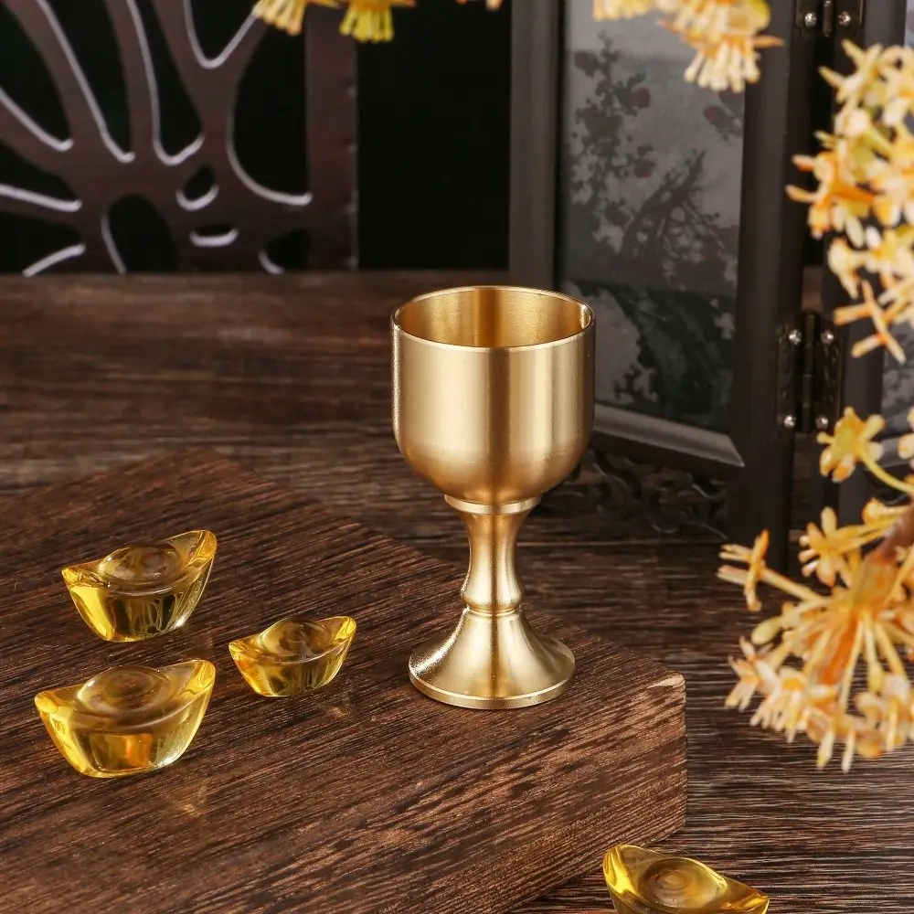 Easy to Clean Carved Goblet Wear-resistant Not Fade Wine Cup Hand Polished Solid Brass Brass Cup Bar