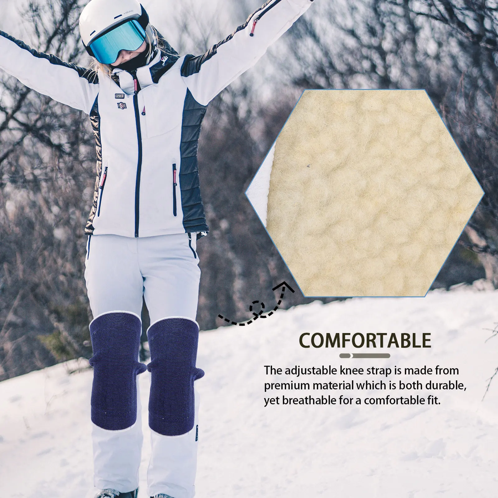 

1 Pair Warm Pad Breathable Thermal Knee Support Winter Knee Warmer For Pain Relief Cycling Running Sports Elastic Sleeve