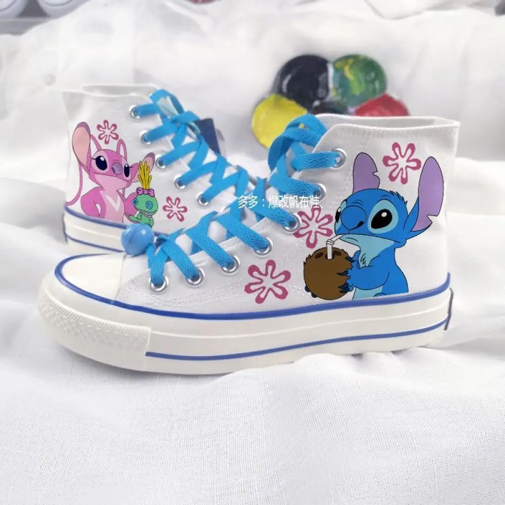 

Kawaii Stitch High-Top Canvas Shoes Angle Cartoon Version of Joker Casual Shoes Student Rubber Shoes Couple Shoes Tide Gifts