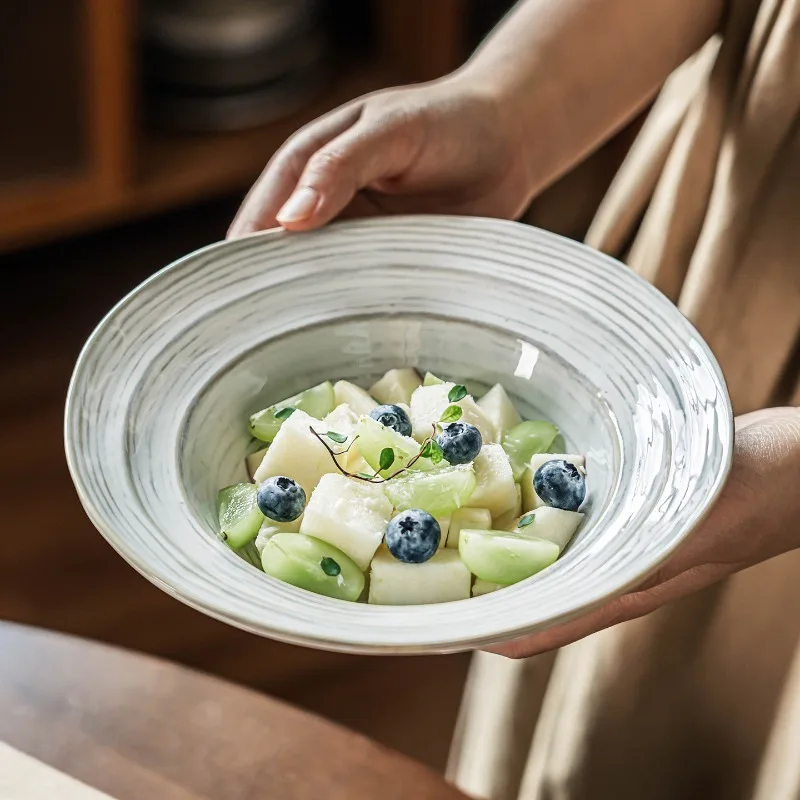 

1pc/2pc Japanese Style Straw Hat Bowl Tableware Home Retro Style Creative Ceramic Bowl Fruit Salad Bowl