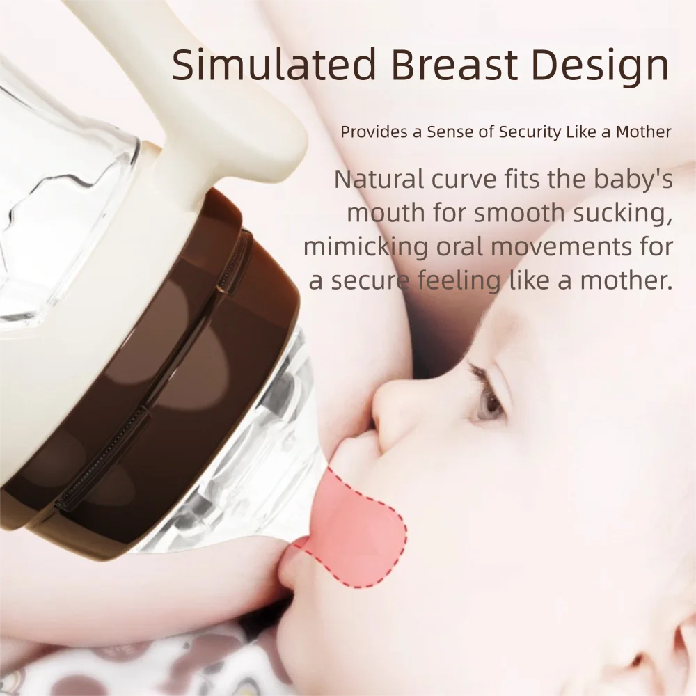 Botol Bayi 180ml/240ml dengan Pegangan Botol Jerami Silikon Portabel Botol Bayi Anti Kembung Anti Jatuh