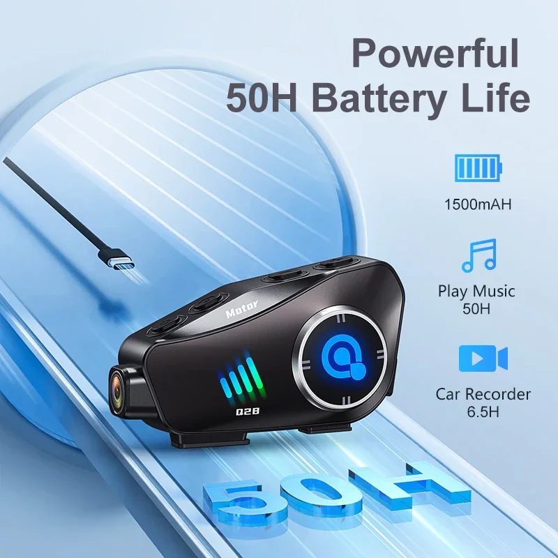 Q28 Motorcycle Helmet Headset 1080P Video Dashcam Wifi Camera Recorder DVR Earphone Wireless Handsfree Call Bluetooth Headphone