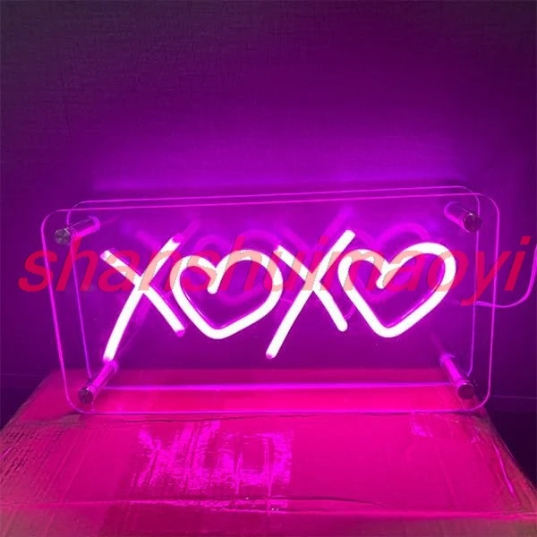 ENUOLI XOXO Neon Sign, USB Powered Neon XOXO Signs Dimmable LED Pink XOXO Signs Double-Layer Acrylic Neon for Home Bedroom  SGH